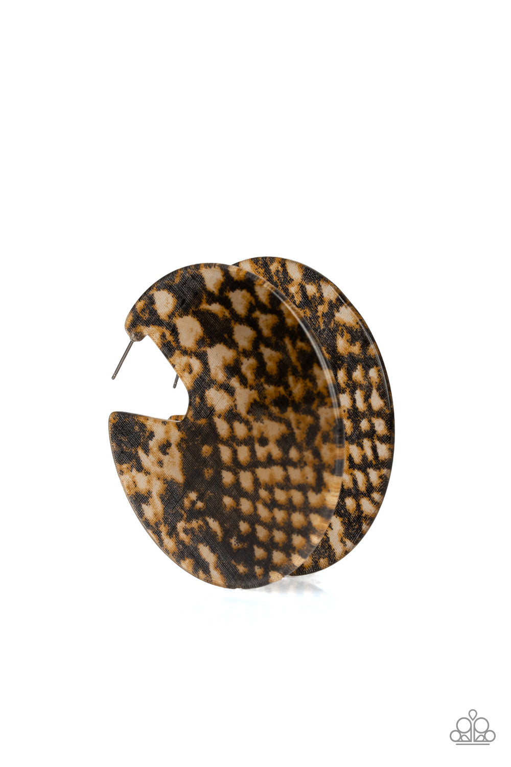 HIT OR HISS -BLACK/BROWN ACRYLIC HOOP EARRING