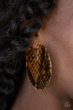 Load image into Gallery viewer, HIT OR HISS -BLACK/BROWN ACRYLIC HOOP EARRING