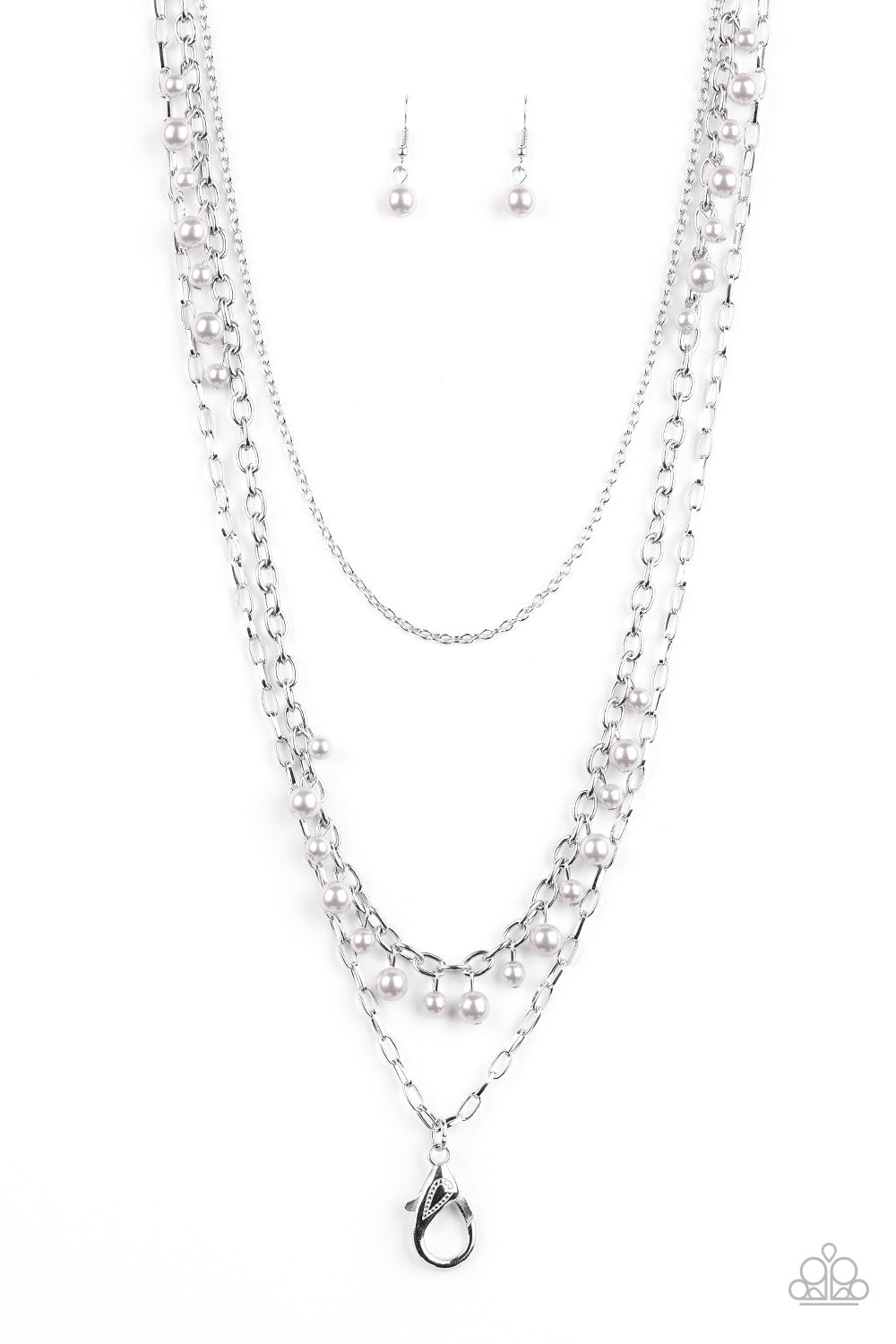 PEARL PAGEANT - SILVER LANYARD NECKLACE