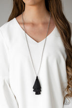 Load image into Gallery viewer, TRIPLE THE TASSEL - BLACK NECKLACE