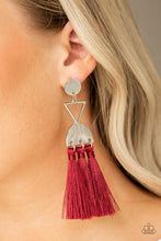 Load image into Gallery viewer, TASSEL TRIPPIN&#39; - RED FRINGE POST EARRING