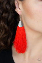 Load image into Gallery viewer, TASSEL TEMPTRESS - RED FRINGE EARRING