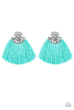 Load image into Gallery viewer, MAKE SOME PLUME - BLUE FRINGE POST EARRING