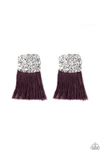 Load image into Gallery viewer, PLUME BLOOM - PURPLE POST FRINGE EARRING