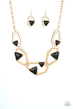 Load image into Gallery viewer, GEO-ING, GEO-ING, GONE!  -  GOLD/BLACK NECKLACE