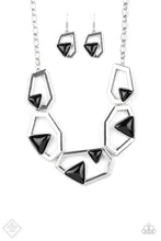 Load image into Gallery viewer, GEO-ING, GEO-ING, GONE! - BLACK/SILVER NECKLACE