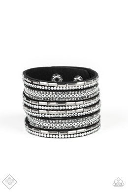 A WAIT-AND-SEQUIN ATTITUDE - BLACK WRAP BRACELET