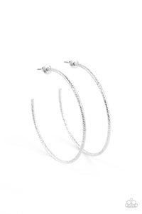 INCLINED TO ENTWINE - SILVER POST HOOP EARRING