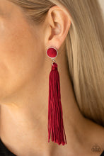 Load image into Gallery viewer, TIGHTROPE TASSEL - RED POST TASSEL EARRING