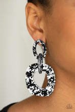 Load image into Gallery viewer, CONFETTI CONGO - BLACK/SILVER ACRYLIC POST EARRING