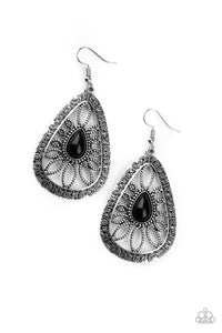 FLORAL FRILL - BLACK EARRING