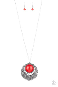 MEDALLION MEADOW - RED NECKLACE