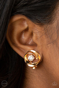 GIRL WHIRL - GOLD CLIP-ON EARRING