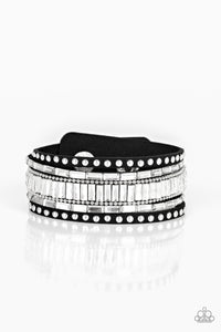 ROCK STAR ROCKER - BLACK/SILVER WRAP BRACELET