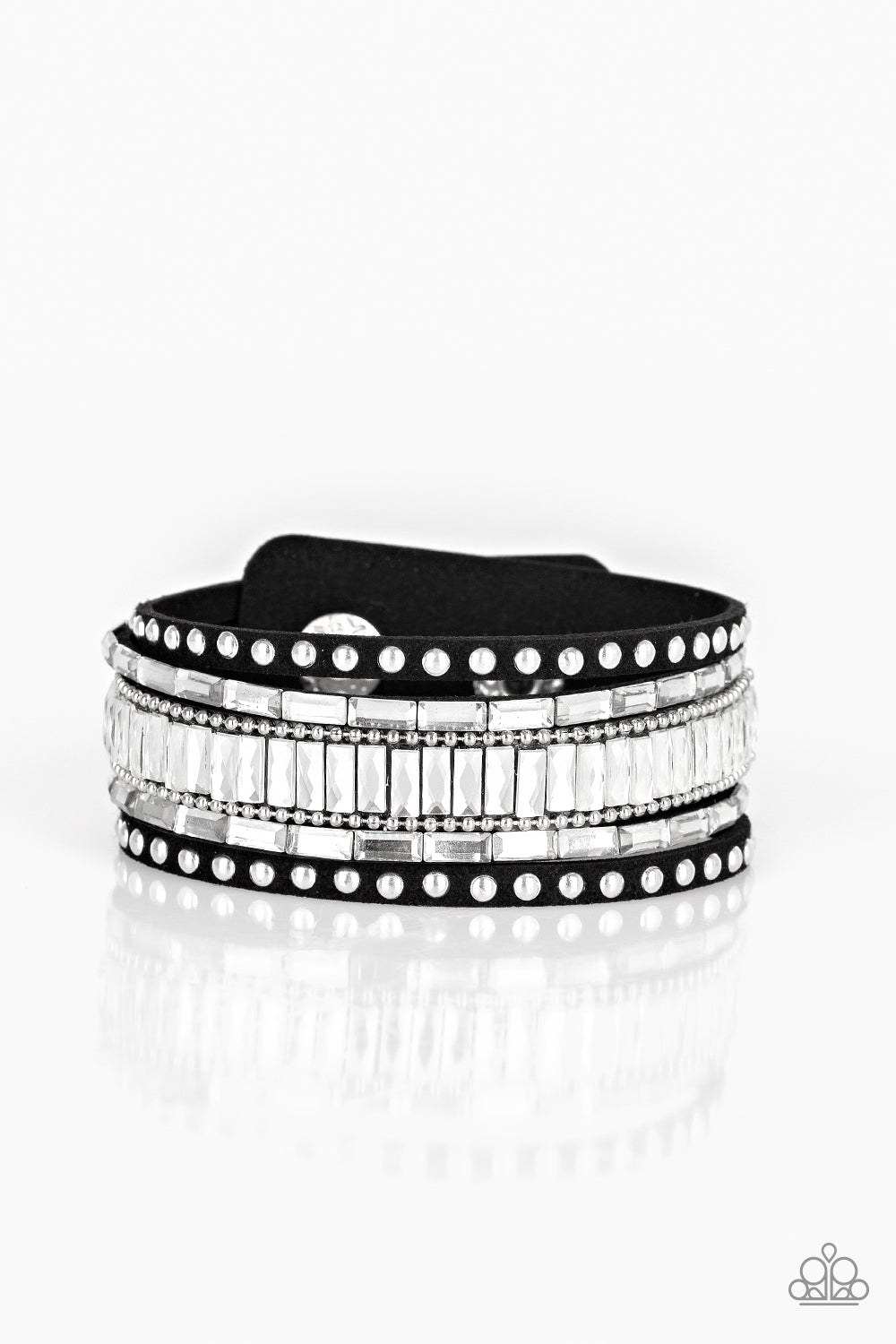 ROCK STAR ROCKER - BLACK/SILVER WRAP BRACELET