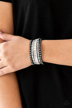 Load image into Gallery viewer, ROCK STAR ROCKER - BLACK/SILVER WRAP BRACELET