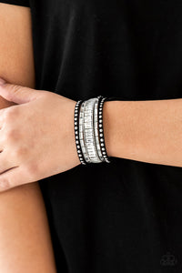 ROCK STAR ROCKER - BLACK/SILVER WRAP BRACELET