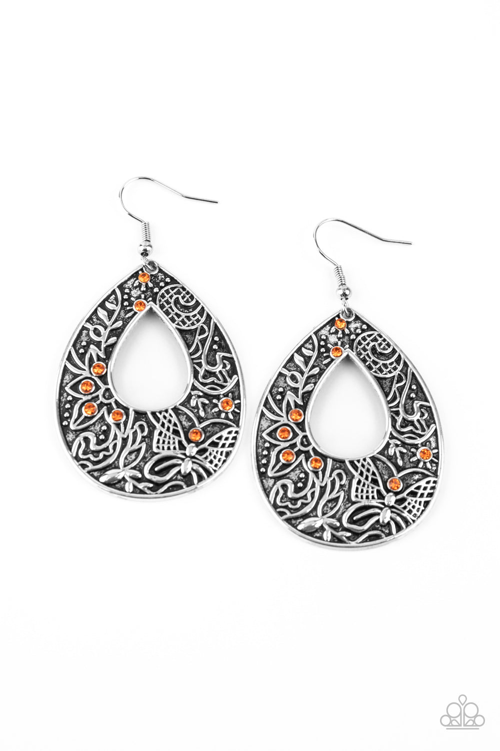BOTANICAL BUTTERFLY - ORANGE EARRING