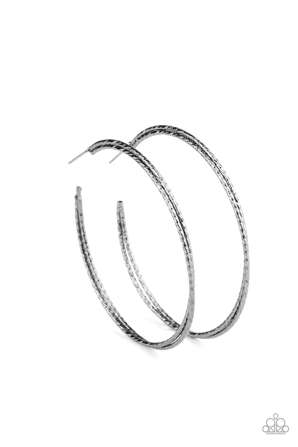 CURVED COUTURE - BLACK POST HOOP EARRING