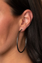 Load image into Gallery viewer, CURVED COUTURE - BLACK POST HOOP EARRING