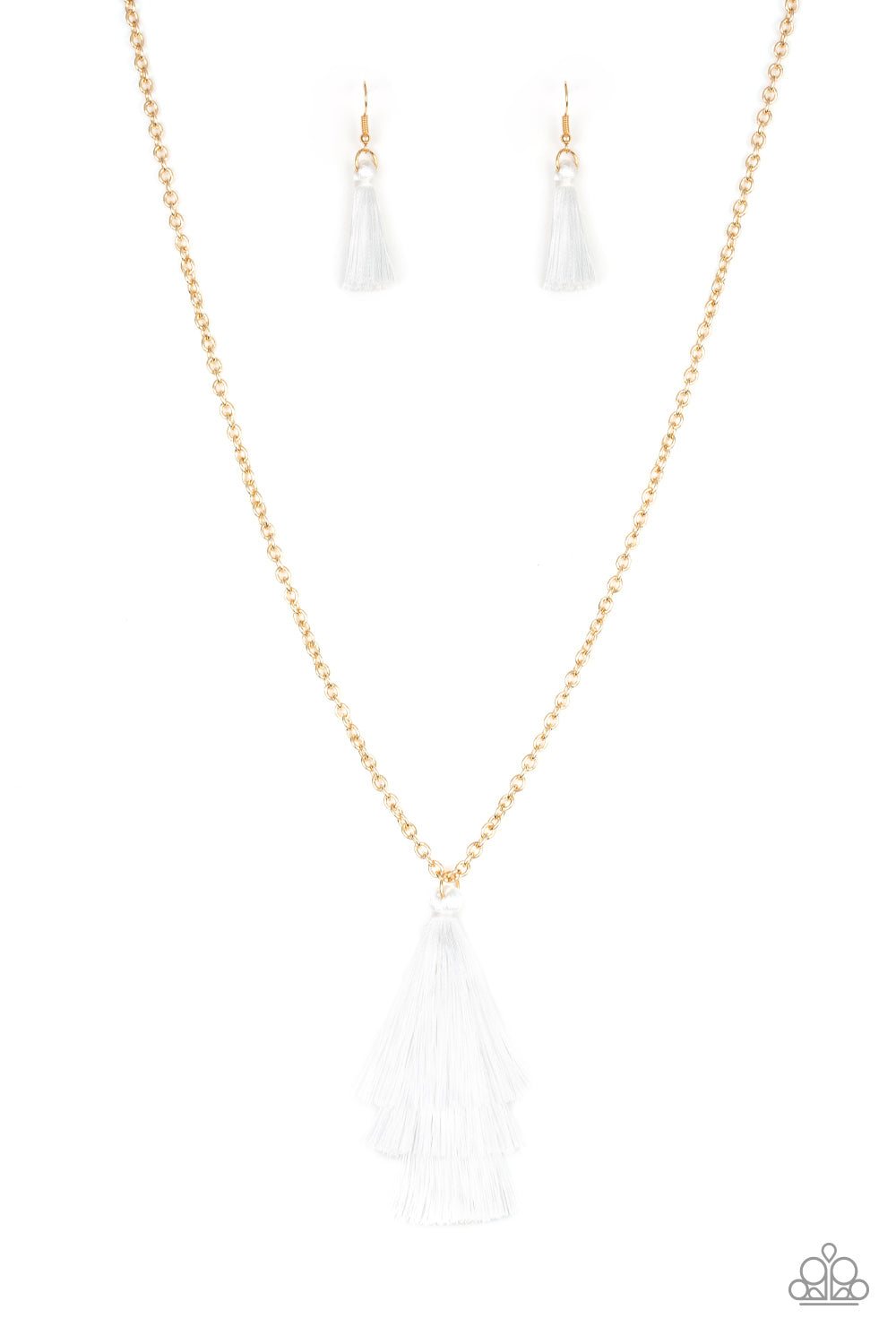 TRIPLE THE TASSEL - WHITE NECKLACE
