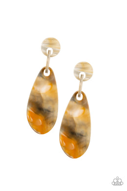A HAUTE COMMODITY - YELLOW/BROWN ACRYLIC EARRING