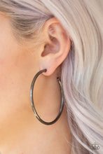 Load image into Gallery viewer, DOUBLE OR NOTHING - BLACK HOOP EARRING