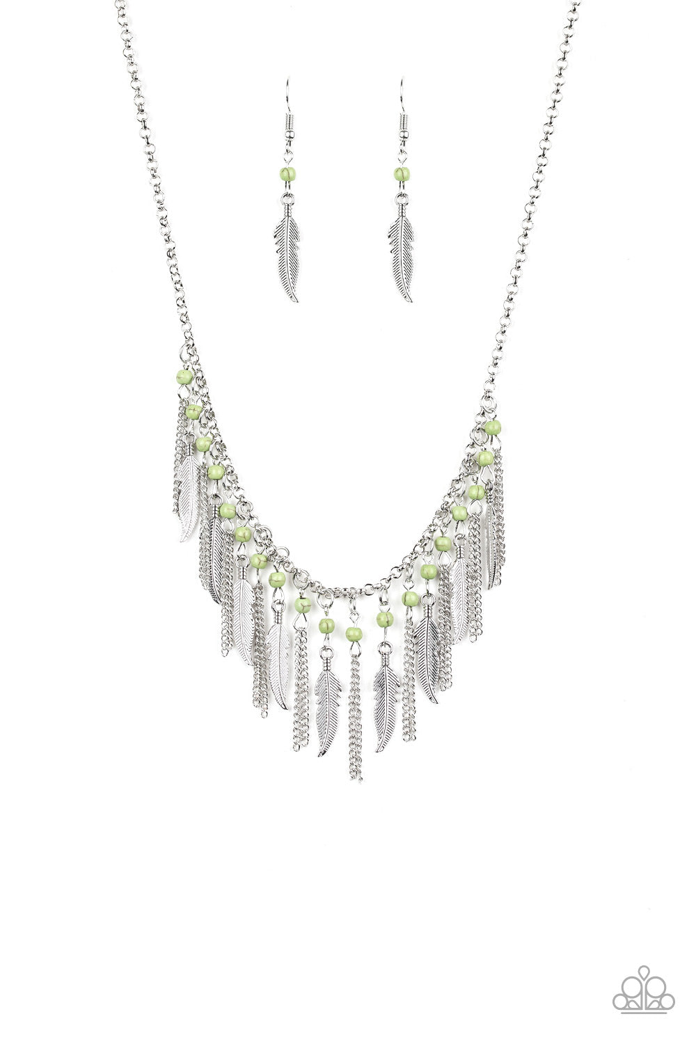 FEATHERED FEROCITY - GREEN NECKLACE
