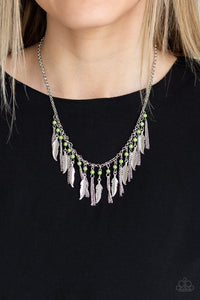 FEATHERED FEROCITY - GREEN NECKLACE