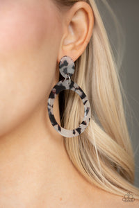 FISH OUT OF WATER - GRAY/BLACK ACRYLIC POST EARRING