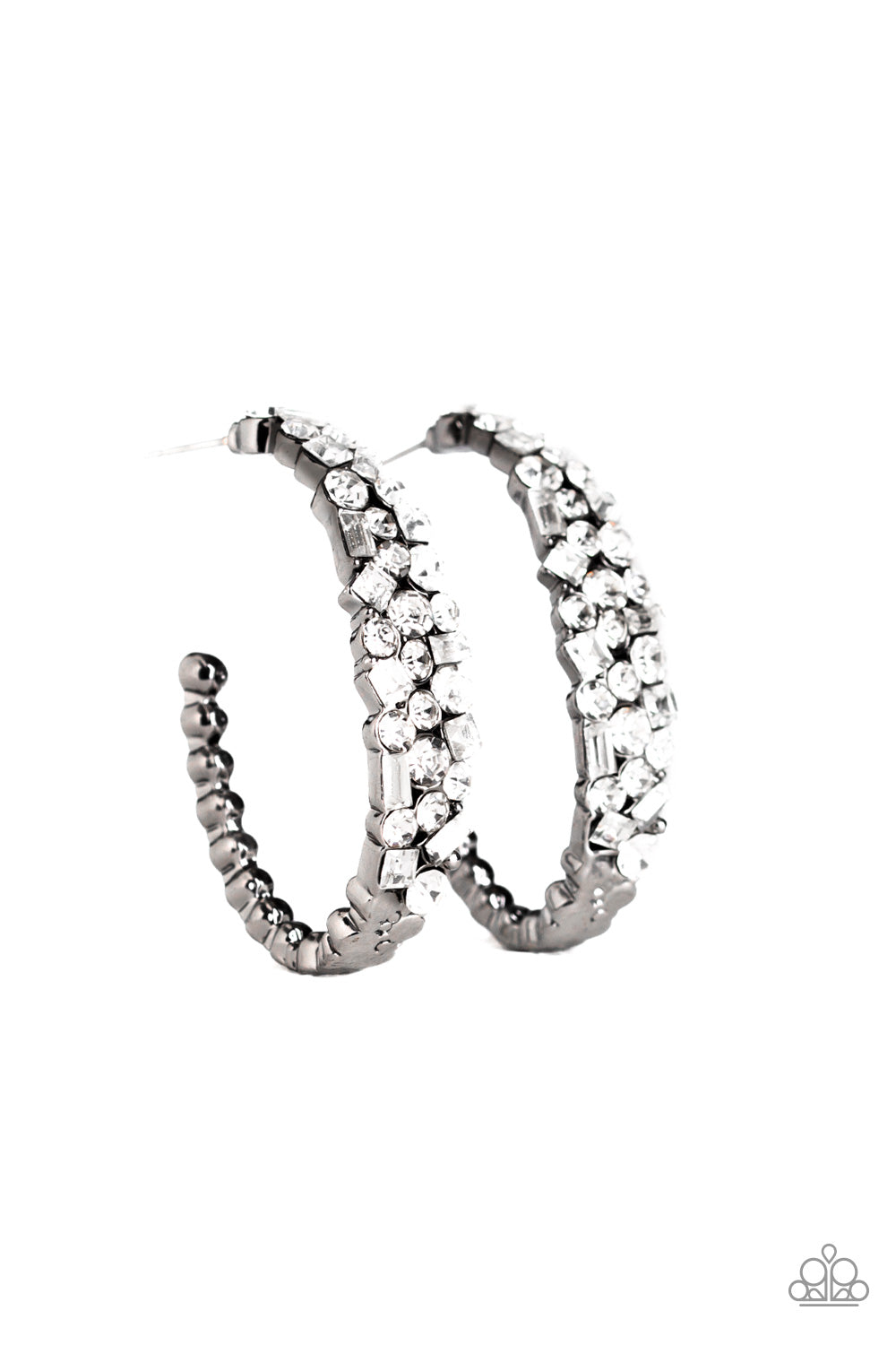 A GLITZY CONSCIENCE -BLACK POST HOOP EARRING