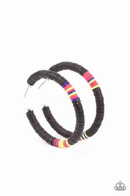 COLORFULLY CONTAGIOUS - BLACK POST HOOP EARRING