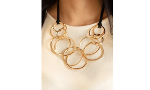 SPIRALING OUT OF COUTURE - GOLD NECKLACE