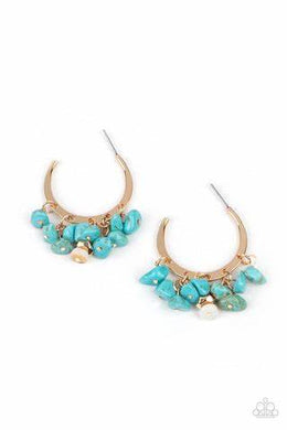 GORGEOUSLY GROUNDING - GOLD/TURQUOISE HOOP EARRING