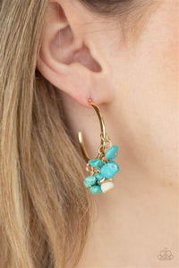 GORGEOUSLY GROUNDING - GOLD/TURQUOISE HOOP EARRING