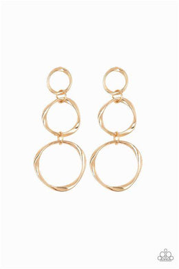THREE RING RADIANCE - GOLD POST EARRING