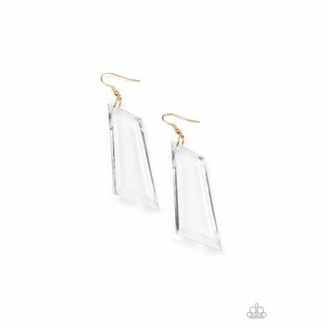 THE FINAL CUT - GOLD ACRYLIC EARRING